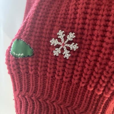 Vintage Mervyns Ugly Christmas Sweater Red Knit Christmas Bulbs Snowflakes Small - Thumbnail 8