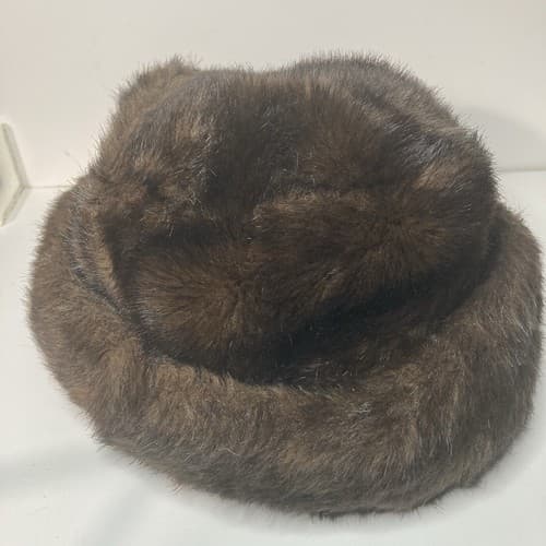 Vintage Faux Fur Brown Bucket style Hat Winter Gear KPOP Idol Style Mob Wife - Thumbnail 5