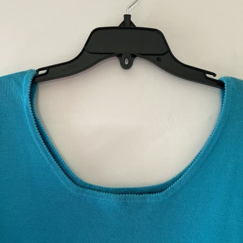 Vintage Y2K Blue Cropped Sweater Pullover Top Womens Medium Sawtooth Neckline - Thumbnail 9