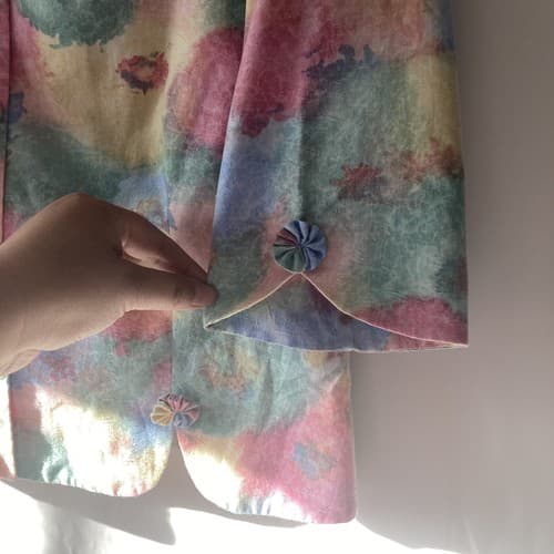 Vintage Handmade Water Color Pastel Women’s Blazer GrannyCore Fairy Core Medium - Thumbnail 15