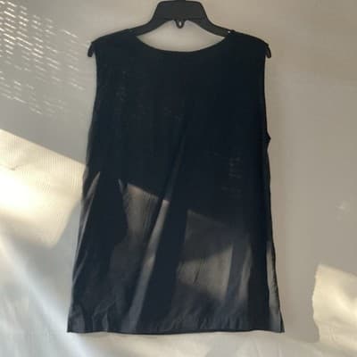 Vintage Texere Silk Womens Black Tank Top Shirt Small Office Siren Minimalist - Thumbnail 3