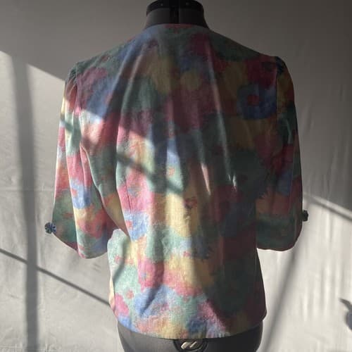 Vintage Handmade Water Color Pastel Women’s Blazer GrannyCore Fairy Core Medium - Thumbnail 3