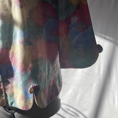 Vintage Handmade Water Color Pastel Women’s Blazer GrannyCore Fairy Core Medium - Thumbnail 9