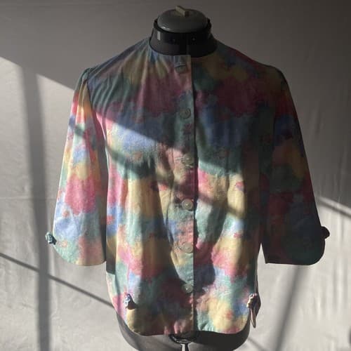 Vintage Handmade Water Color Pastel Women’s Blazer GrannyCore Fairy Core Medium - Thumbnail 4