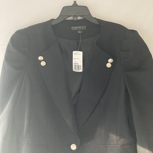 Forever 21 Plus Puff Sleeve Black Blazer XL Peplum Retired Design NWT TWEE 2010s - Thumbnail 15