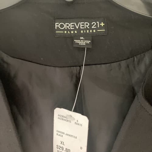Forever 21 Plus Puff Sleeve Black Blazer XL Peplum Retired Design NWT TWEE 2010s - Thumbnail 6