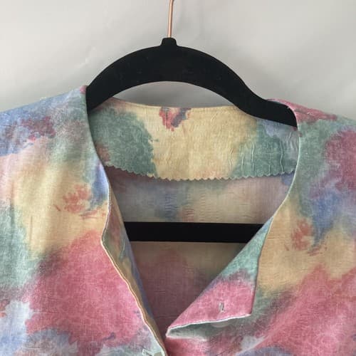 Vintage Handmade Water Color Pastel Women’s Blazer GrannyCore Fairy Core Medium - Thumbnail 11