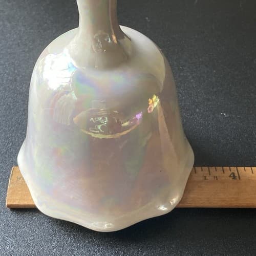Vintage Lusterware Ceramic Bell White Iridescent VTG Vanity - Thumbnail 3