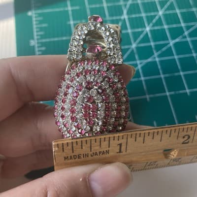 Vintage MCM Brilliant Pink White Rhinestone Coil Wrap Bracelet Prong Set READ - Thumbnail 12