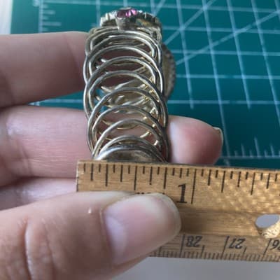 Vintage MCM Brilliant Pink White Rhinestone Coil Wrap Bracelet Prong Set READ - Thumbnail 13