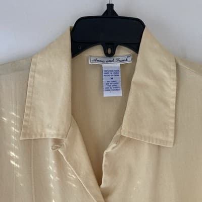 Vintage Silk Cream Blouse Shirt Womens Medium Office Siren Core Quiet Luxury - Thumbnail 5