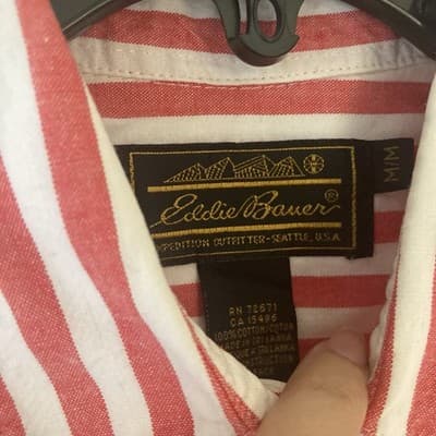 VTG Eddie Bauer Red Striped Short Sleeve Shirt Womens Med Preppy Quiet Luxury - Thumbnail 11