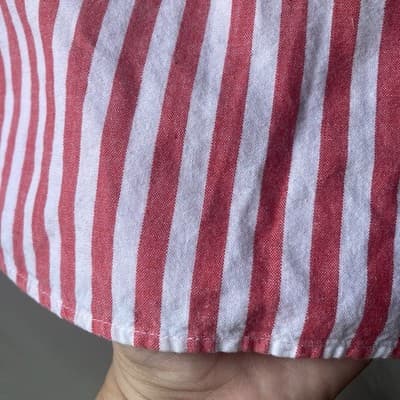 VTG Eddie Bauer Red Striped Short Sleeve Shirt Womens Med Preppy Quiet Luxury - Thumbnail 7