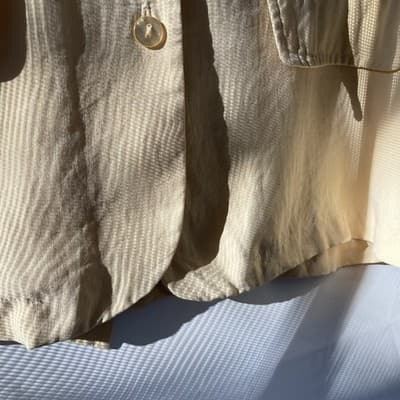 Vintage Silk Cream Blouse Shirt Womens Medium Office Siren Core Quiet Luxury - Thumbnail 10