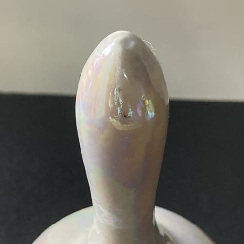 Vintage Lusterware Ceramic Bell White Iridescent VTG Vanity - Thumbnail 9