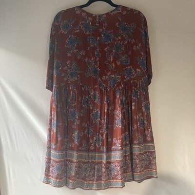 Angie Womens Boho Floral Baby Doll Dress Pockets Grunge Whimsy Cottage Small - Thumbnail 11