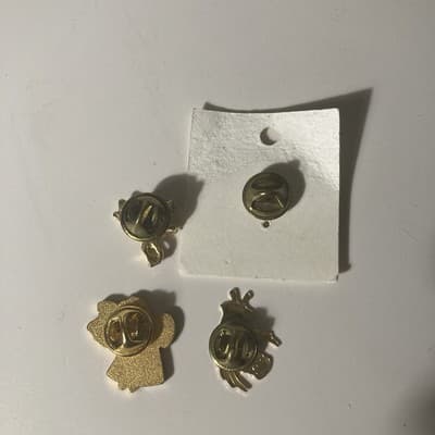 Vintage Gold-tone Guardian Angel Pin Assorted Cherubs Angels Catholic Lot Of 4 - Thumbnail 2