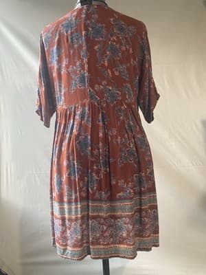 Angie Womens Boho Floral Baby Doll Dress Pockets Grunge Whimsy Cottage Small - Thumbnail 16