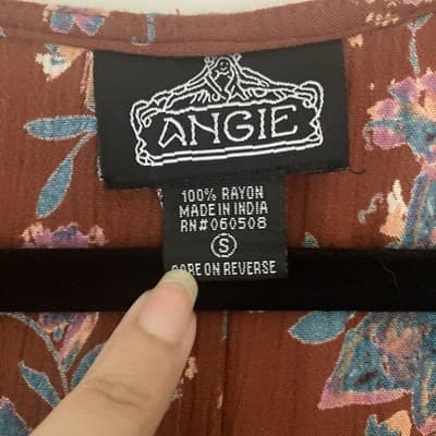 Angie Womens Boho Floral Baby Doll Dress Pockets Grunge Whimsy Cottage Small - Thumbnail 2