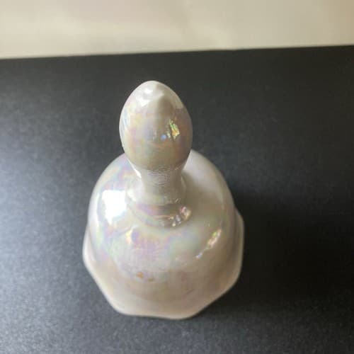 Vintage Lusterware Ceramic Bell White Iridescent VTG Vanity - Thumbnail 5