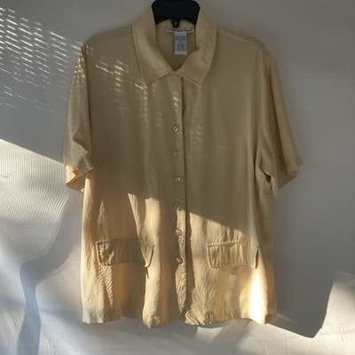 Vintage Silk Cream Blouse Shirt Womens Medium Office Siren Core Quiet Luxury - Thumbnail 14