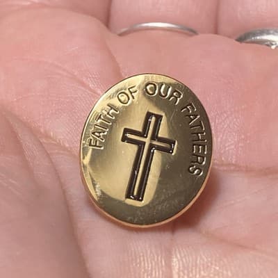 Faith of Our Fathers Religious Pin Tie Tack Fathers Day Dad Christianity - Thumbnail 3