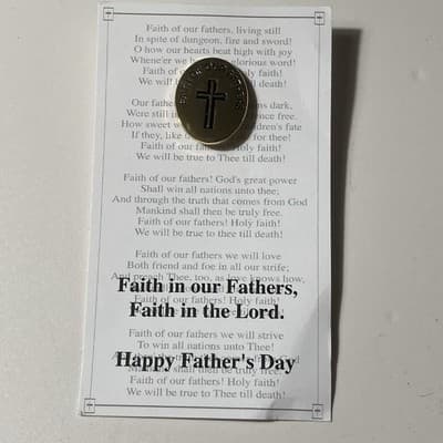 Faith of Our Fathers Religious Pin Tie Tack Fathers Day Dad Christianity - Thumbnail 2