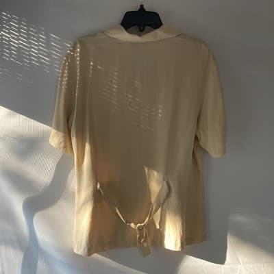 Vintage Silk Cream Blouse Shirt Womens Medium Office Siren Core Quiet Luxury - Thumbnail 2