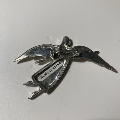 Vintage Guardian Angel GOD BLESS TEACHERS Brooch Pendant Silvertone Religious - Thumbnail 6