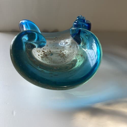 Vintage Murano Barovier & Toso Gold Flecks Art Glass Swirled Ashtray Bowl READ - Thumbnail 6