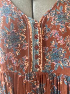 Angie Womens Boho Floral Baby Doll Dress Pockets Grunge Whimsy Cottage Small - Thumbnail 20