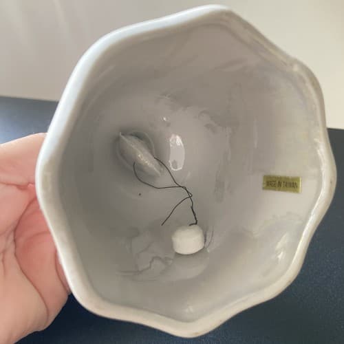 Vintage Lusterware Ceramic Bell White Iridescent VTG Vanity - Thumbnail 7