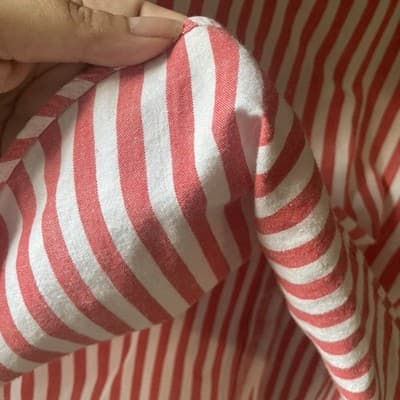 VTG Eddie Bauer Red Striped Short Sleeve Shirt Womens Med Preppy Quiet Luxury - Thumbnail 9