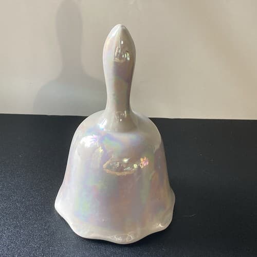 Vintage Lusterware Ceramic Bell White Iridescent VTG Vanity - Thumbnail 10