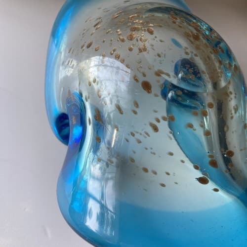 Vintage Murano Barovier & Toso Gold Flecks Art Glass Swirled Ashtray Bowl READ - Thumbnail 10