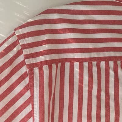 VTG Eddie Bauer Red Striped Short Sleeve Shirt Womens Med Preppy Quiet Luxury - Thumbnail 8