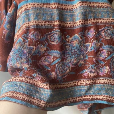 Angie Womens Boho Floral Baby Doll Dress Pockets Grunge Whimsy Cottage Small - Thumbnail 10