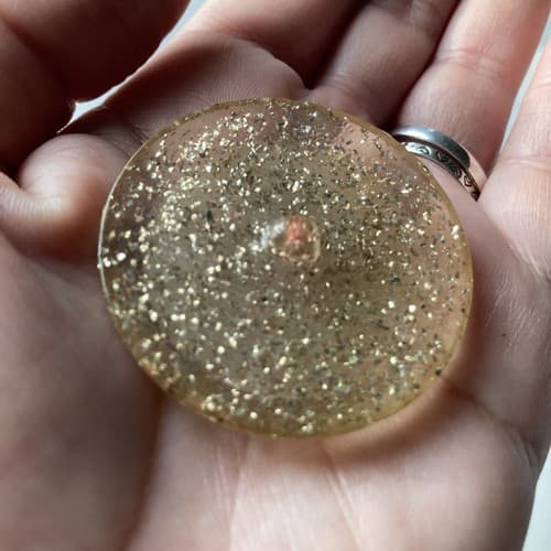 Vintage Lucite Gold Glitter Disk Buttons 3 Pieces Large 2 Inch MCM Collectible - Thumbnail 7