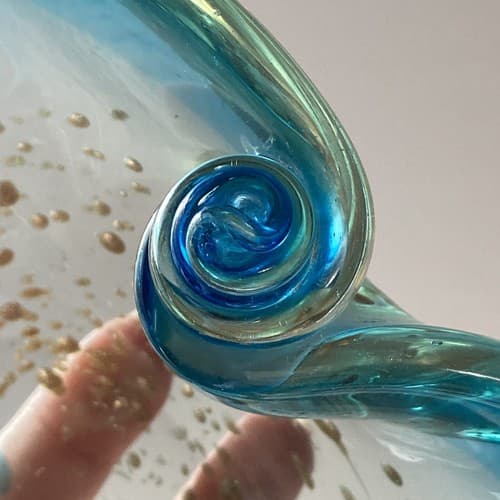 Vintage Murano Barovier & Toso Gold Flecks Art Glass Swirled Ashtray Bowl READ - Thumbnail 17