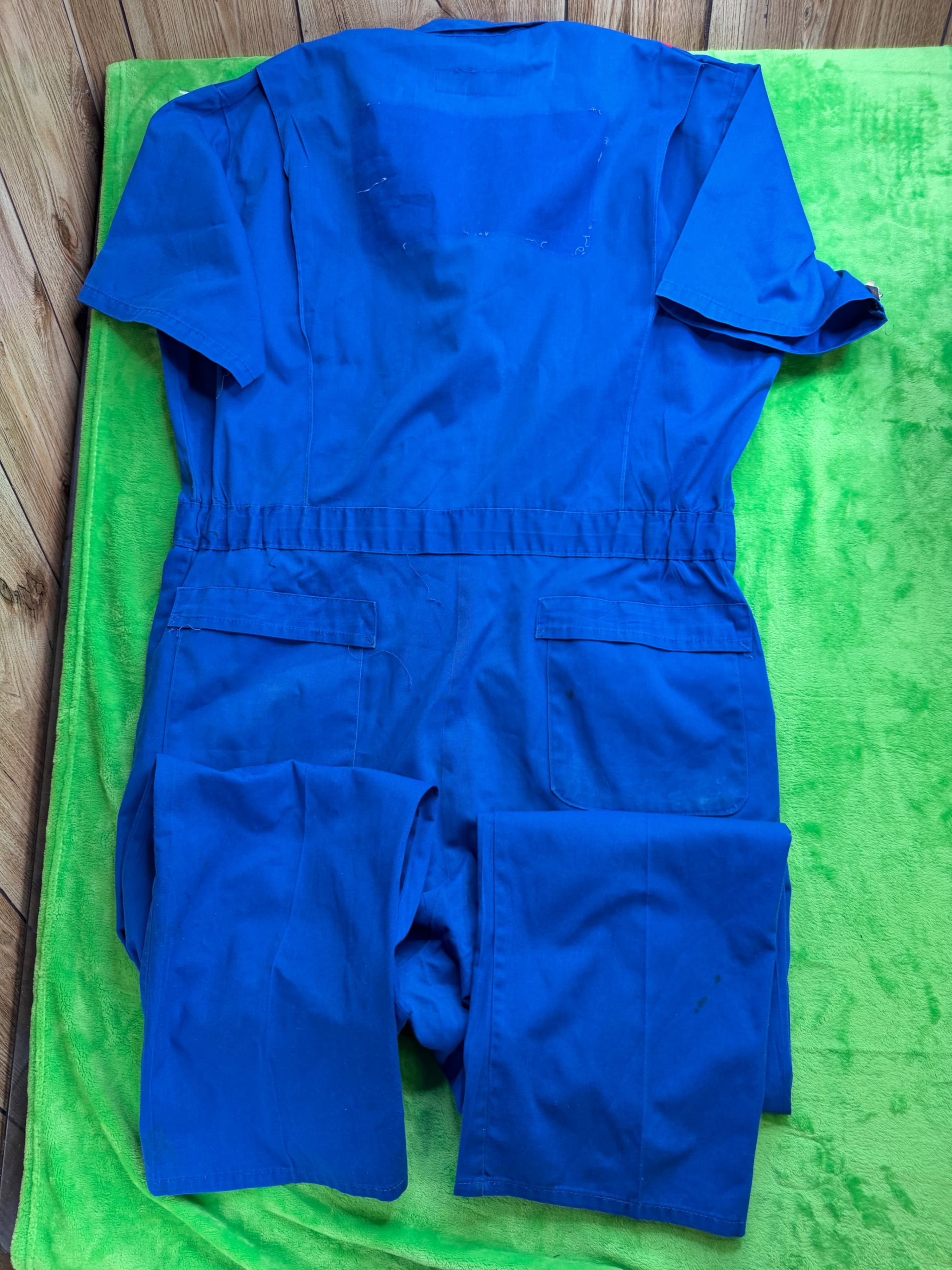 Vtg 1970s Racing Stripe Coverall Jumpsuit Sz 46R Blue SS Mechanic - Thumbnail 2