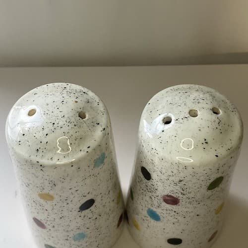 Vintage Post Modern Ceramic Salt and Pepper Shakers Polka Dots Colorful 80s 90s - Thumbnail 12