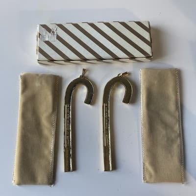 1983 Wallace Silversmiths Cinnamon Candy Cane Ornaments VTG Set Of 2 Boxed Xmas - Thumbnail 4