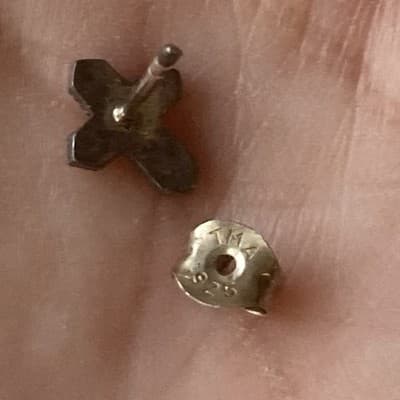 VTG Deadstock Sterling Silver 925 Marcasite Cross Crucifix Post Earrings Tomas - Thumbnail 13