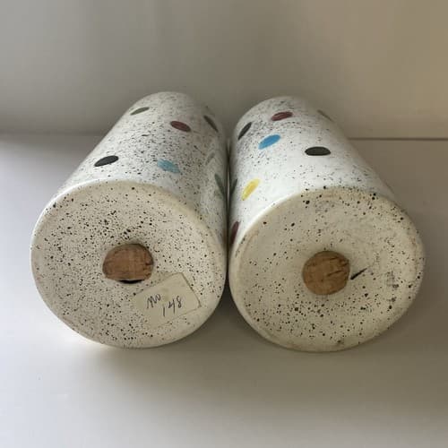 Vintage Post Modern Ceramic Salt and Pepper Shakers Polka Dots Colorful 80s 90s - Thumbnail 6