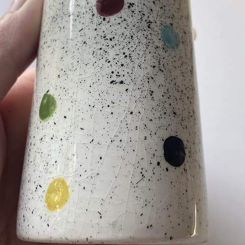 Vintage Post Modern Ceramic Salt and Pepper Shakers Polka Dots Colorful 80s 90s - Thumbnail 9