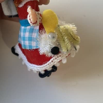 Vintage Mary Had A Little Lamb Bo Peep Plastic Blow Mold Flocked Ornament MCM - Thumbnail 7