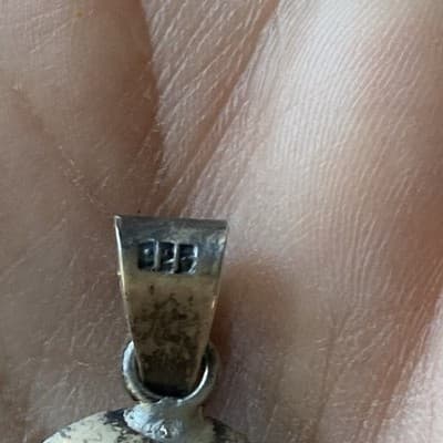 Vintage Sterling Silver 925 Blue Sunstone Pendant Mexico Made Chunky Modernist - Thumbnail 7