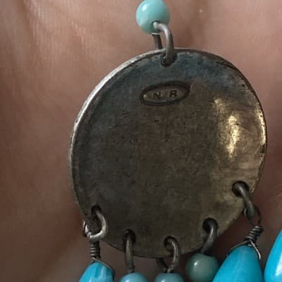 Vintage Nina Ricci for Avon Southwestern Faux turquoise and Concho Drop Earrings - Thumbnail 5