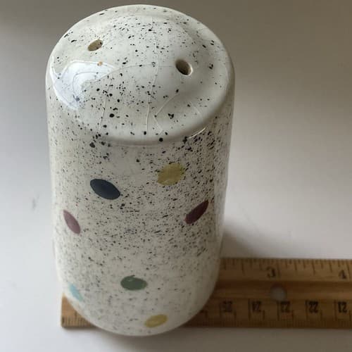 Vintage Post Modern Ceramic Salt and Pepper Shakers Polka Dots Colorful 80s 90s - Thumbnail 3