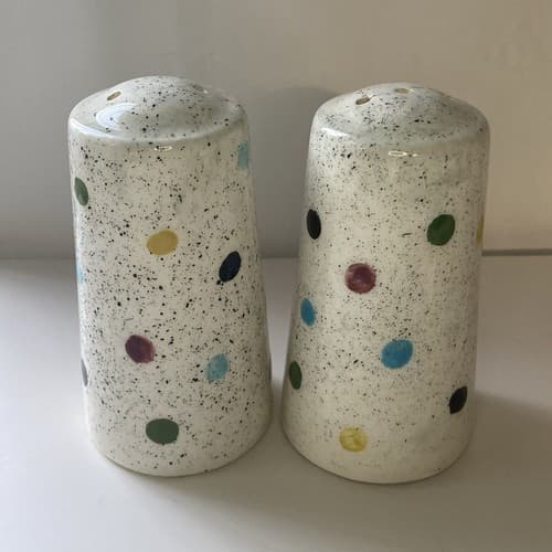 Vintage Post Modern Ceramic Salt and Pepper Shakers Polka Dots Colorful 80s 90s - Thumbnail 10